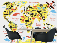 Фотошпалери карта дитяча з тваринами - 1