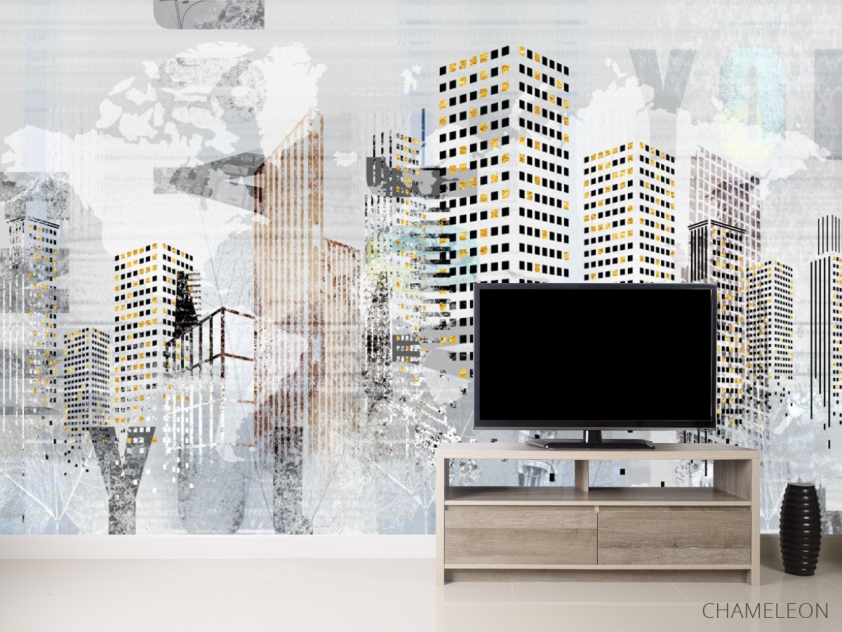 Фотообои современный город с золочением - 2