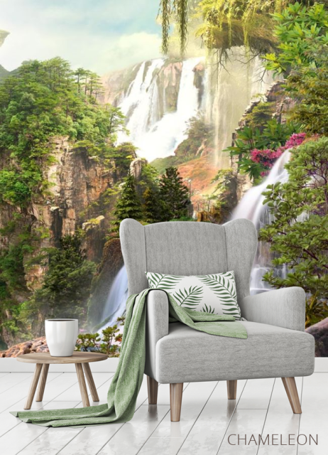 Фотообои два водопада на скале - 3