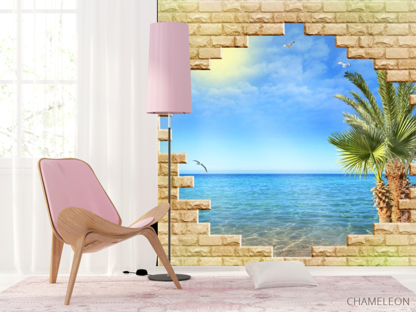 Фотошпалери Море за цегляною стіною - 4