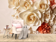 Фотообои 3D  бумажные розы - 4