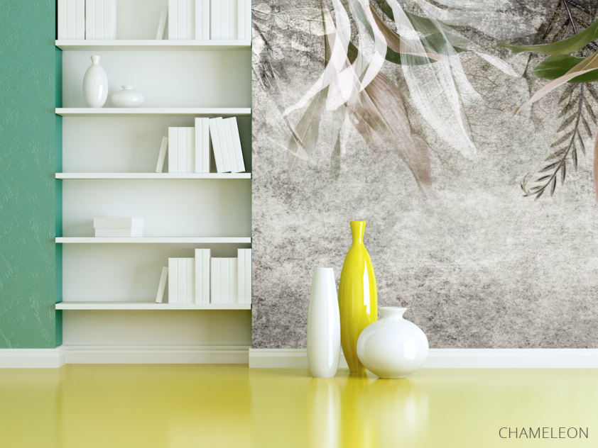 Фотошпалери Листя на бетоні - 3