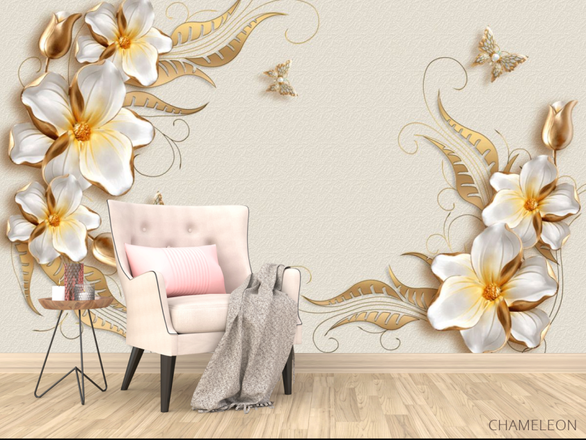 Фотообои Золотые цветы 3д - 4