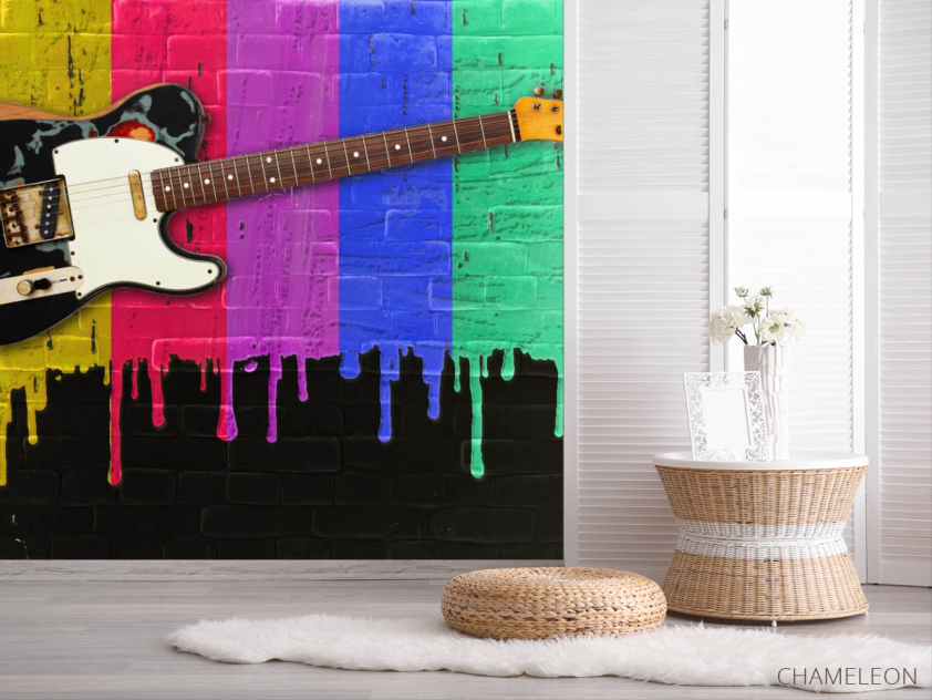Фотошпалери Гітара на тлі фарб - 2