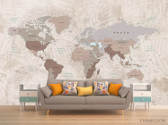 Фотообои Бежевая карта с ветками - 1