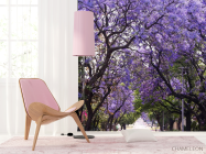 Фотошпалери алея з синіми деревами - 4