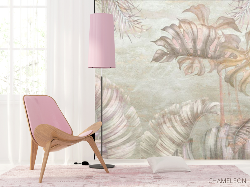 Фотошпалери рожеві тропічні листя - 4