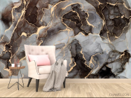 Фотообои Чёрный fluid art с золотом - 4