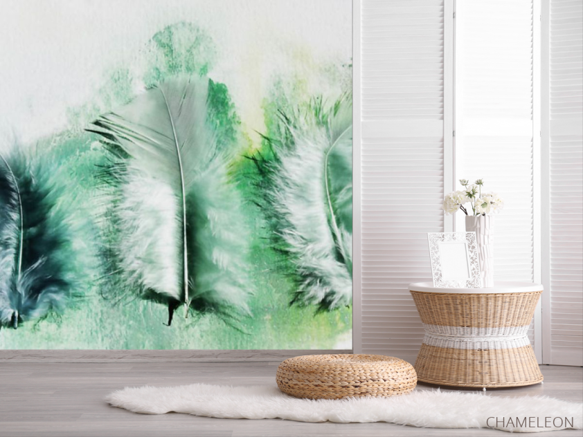 Фотошпалери зелені пір'я - 2