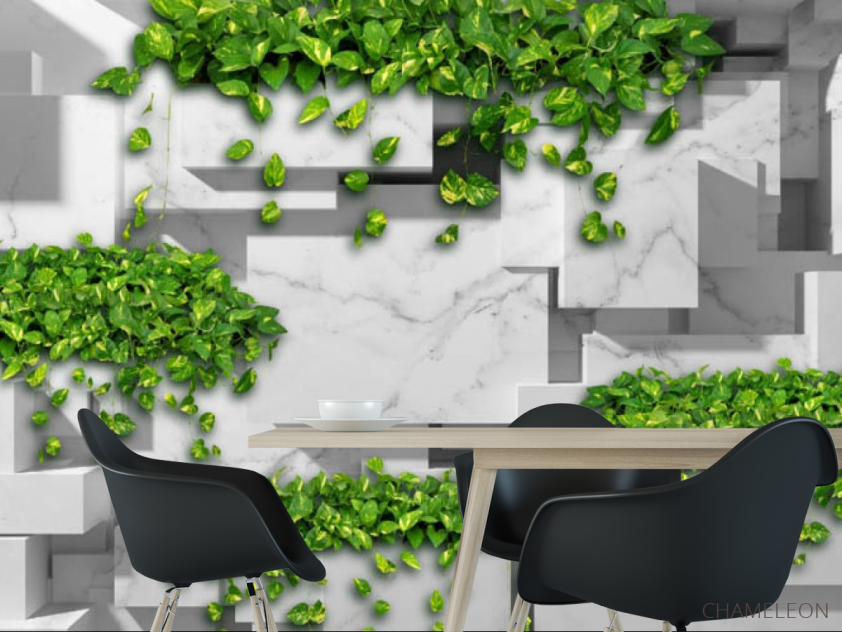 Фотошпалери 3Д стіна з квітами - 1