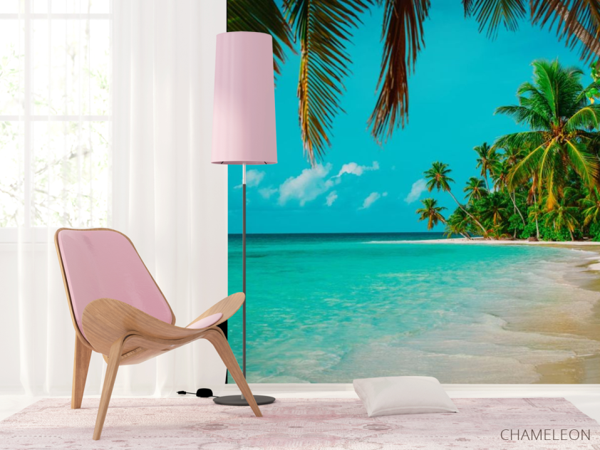 Фотошпалери багато пальм над блакитним морем - 4