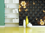 Фотошпалери 3д золоті квіти топлер - 3