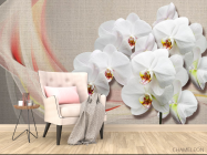 Фотообои Орхидеи на фоне ткани - 4
