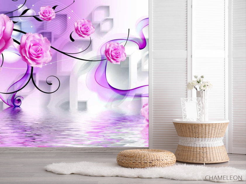 Фотошпалери 3д рожеві троянди - 2