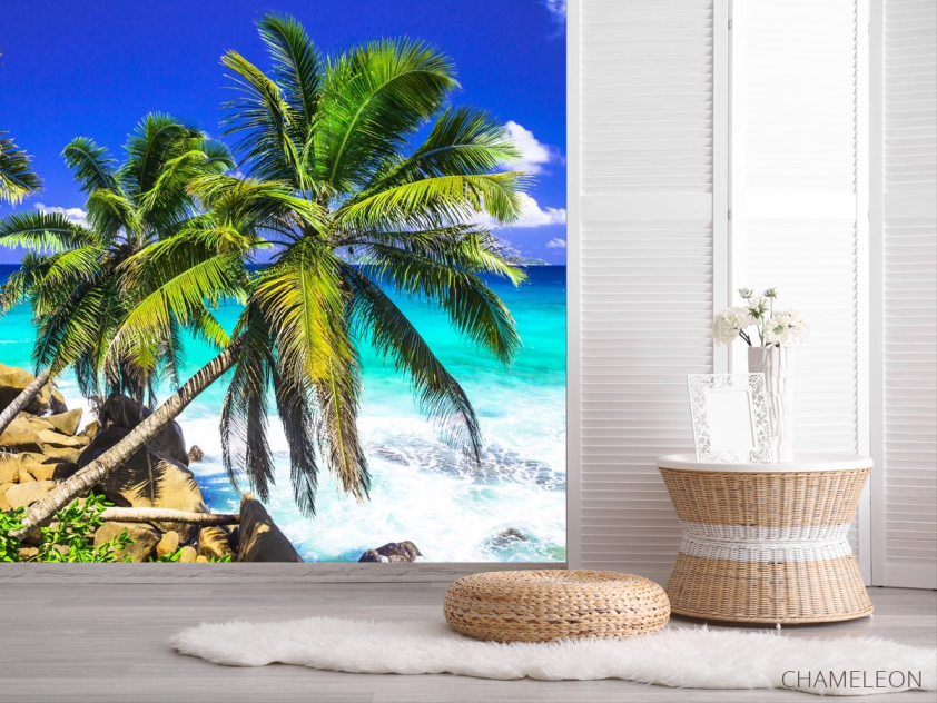 Фотошпалери дві пальми над блакитним морем - 2