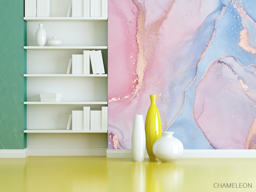 Фотошпалери рожевий флюїд арт - 3