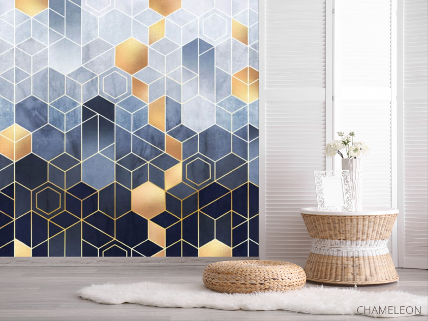 Фотошпалери різнокольорові шестикутники - 2