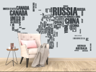Фотообои Карта материков надписями - 4