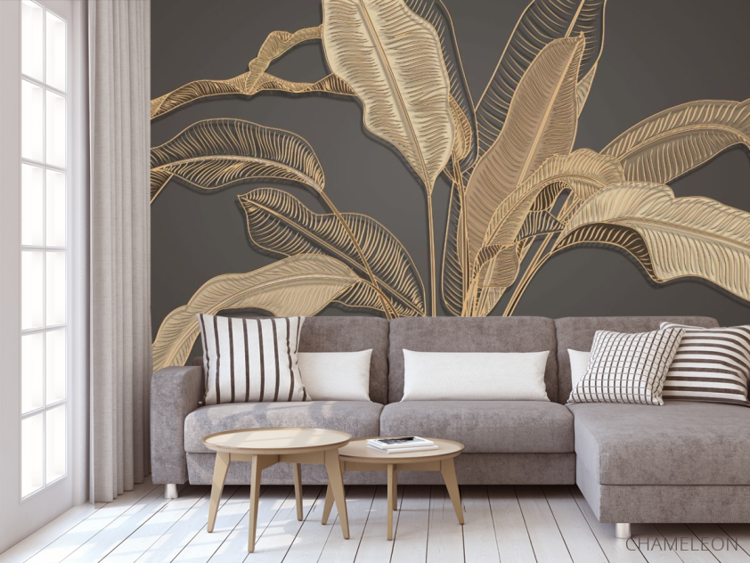 Фотообои золотые листья - 3