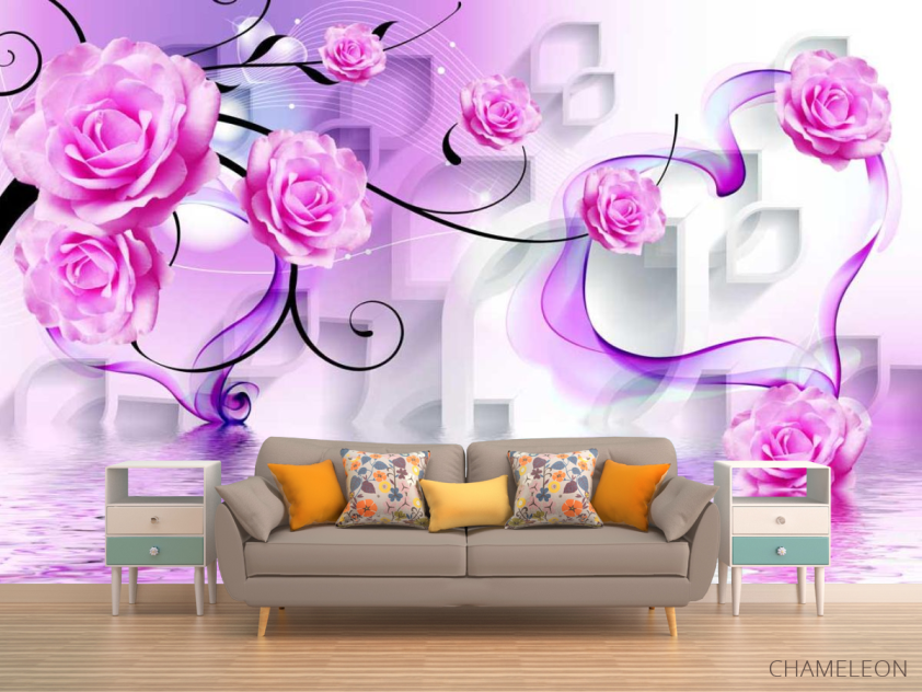Фотообои 3д розовые розы - 1