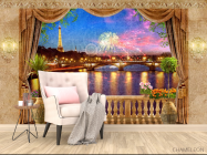 Фотообои Фреска вид на Париж - 4