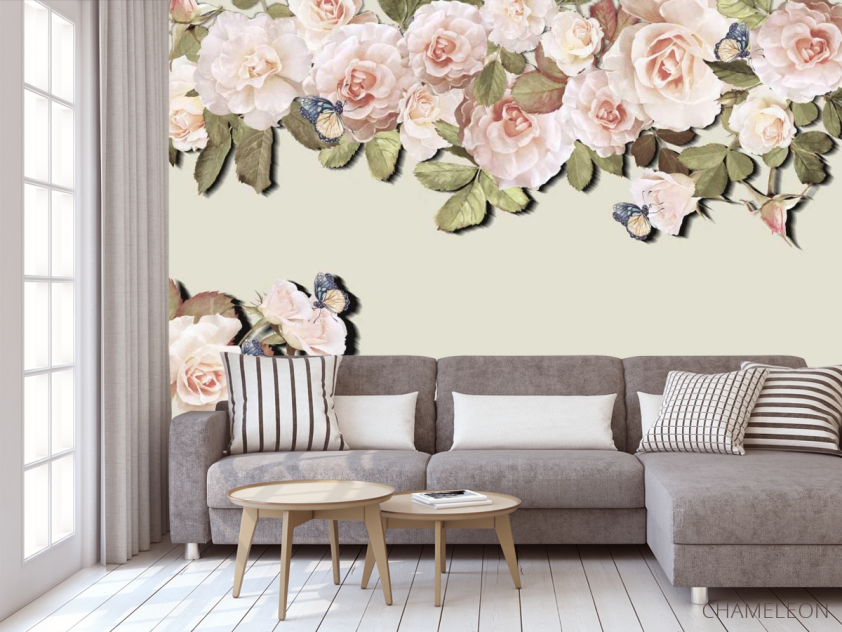 Фотообои Розовые винтажные цветы - 3