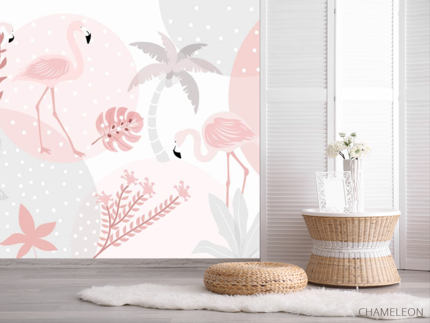 Фотошпалери фламінго і пальми - 2