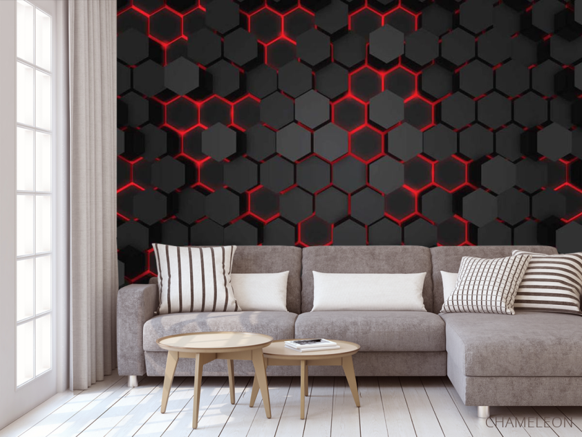 Фотообои Чорные 3д шестиугольники - 3