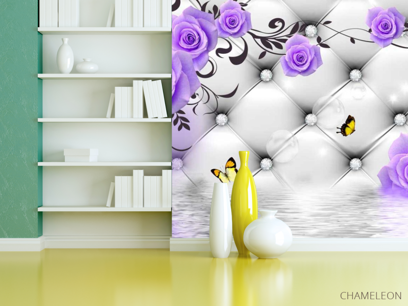 Фотошпалери 3д фіолетові троянди - 3