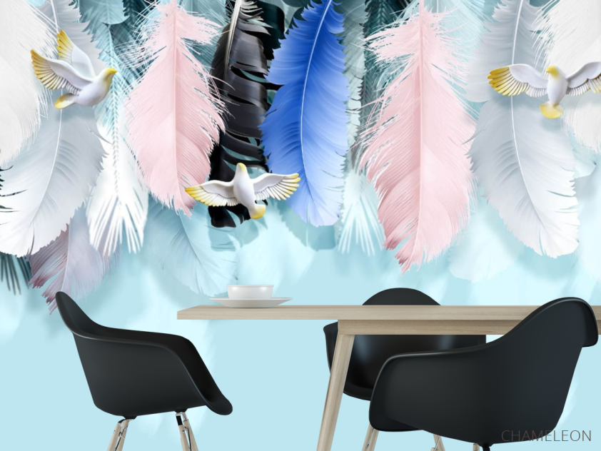 Фотошпалери різнокольорові пір'я - 1