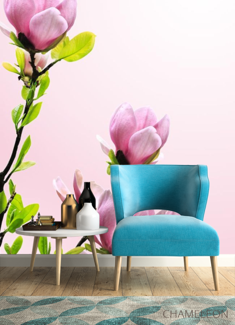 Фотообои ветка с розовыми цветочками - 4