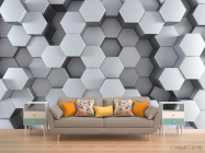 Фотообои Серые 3д шестиугольники - 1