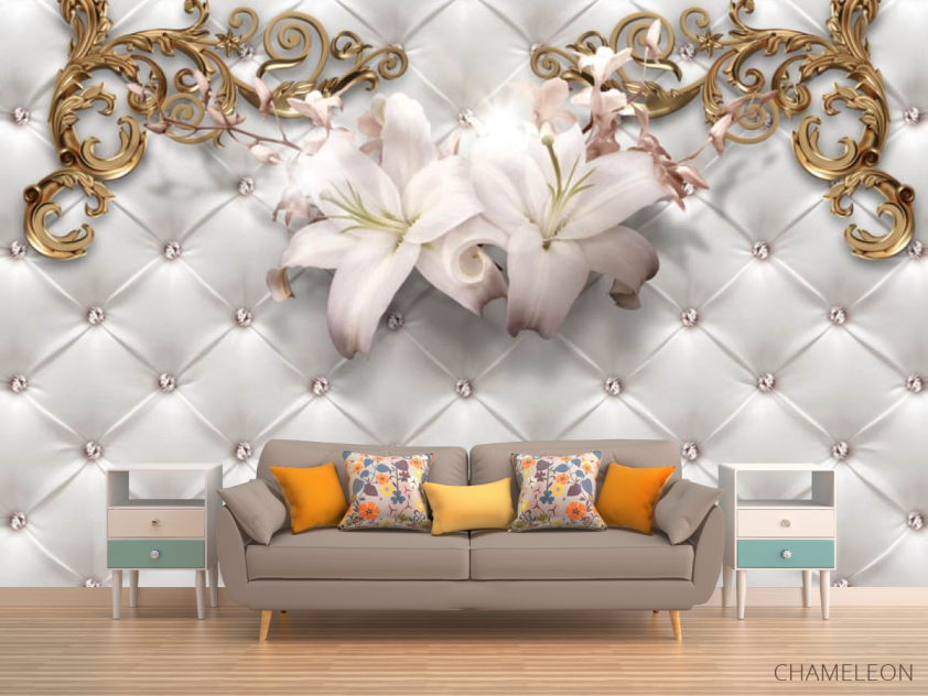 Фотообои Лилии на фоне стяжки - 1