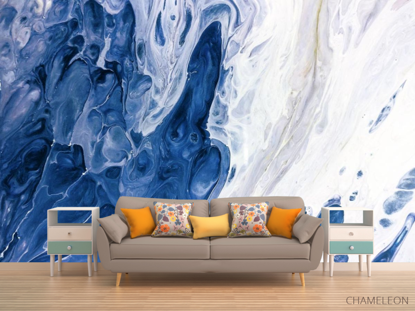 Фотообои синие и белые разводы - 1