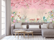 Фотообои Розовые фламинго в райском саду - 3