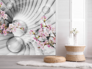 Фотошпалери 3Д тунель з квітами - 2