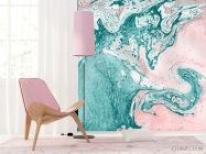 Фотошпалери рожево-Бірюзовий Fluid art - 4