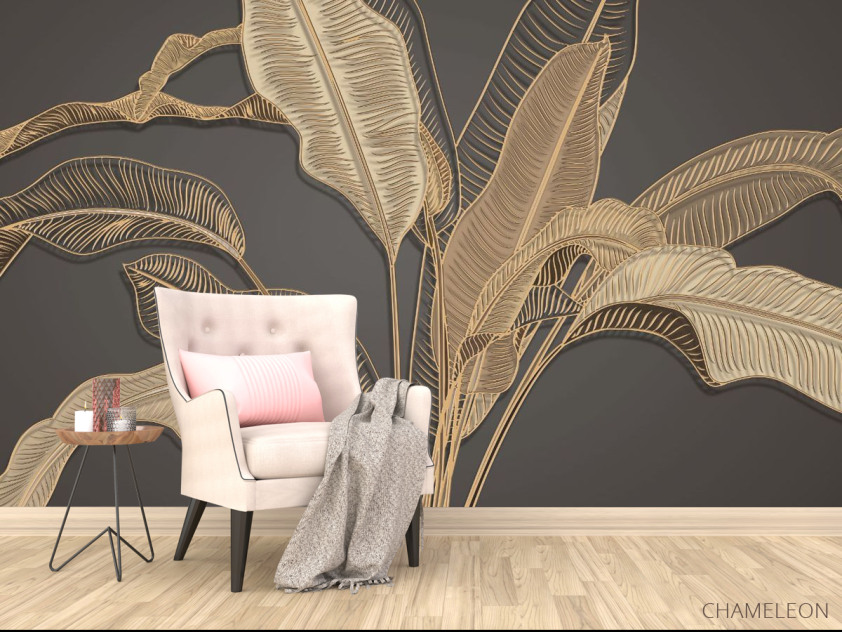 Фотообои золотые листья - 4