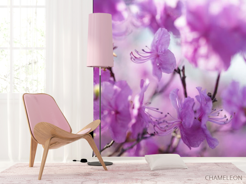 Фотошпалери бузкові квіточки на дереві - 4