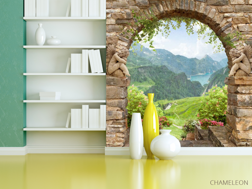 Фотообои Фреска с видом на горы - 3