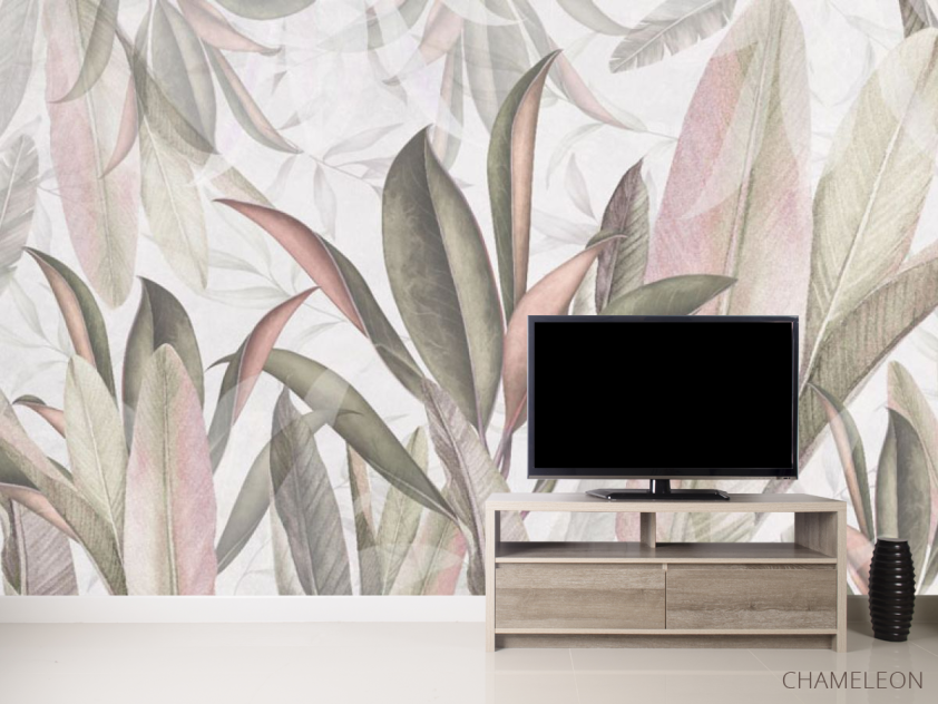 Фотообои Тропические листья в розовом оттенке - 2