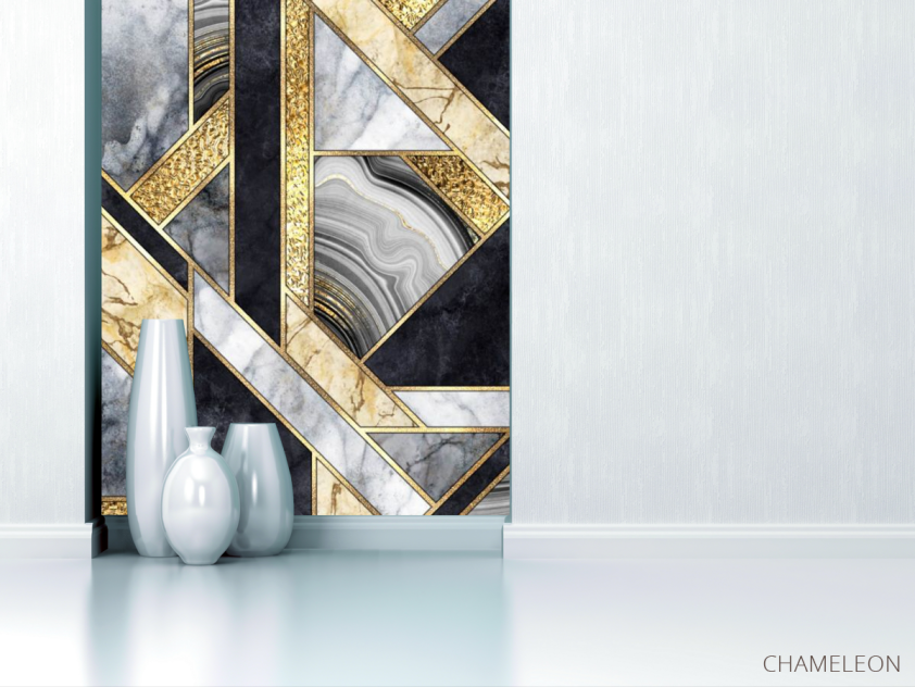 Фотообои Серый мрамор с золотом - 1