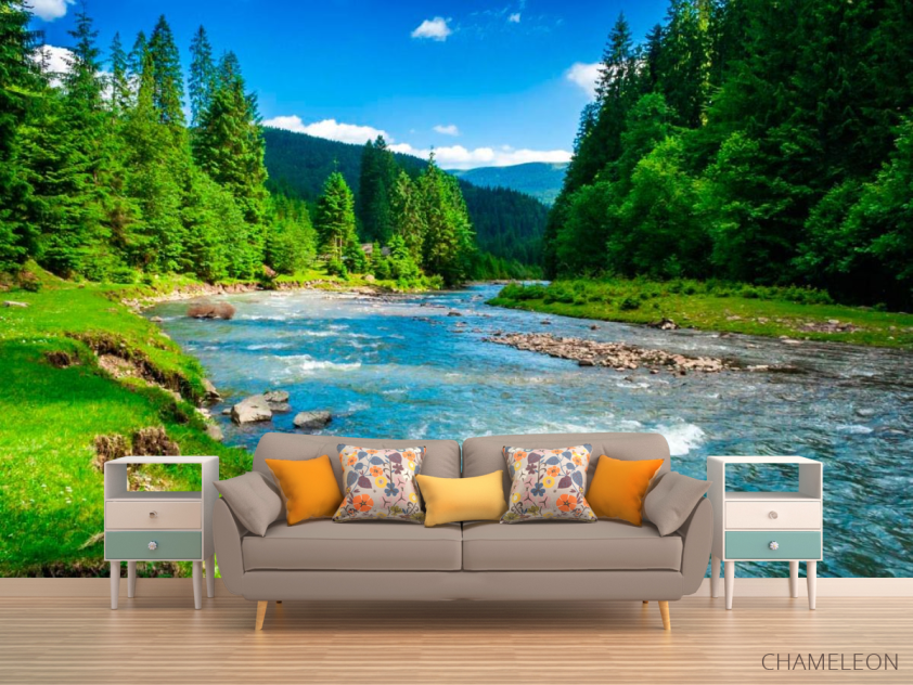 Фотообои Течение, зелень - 1