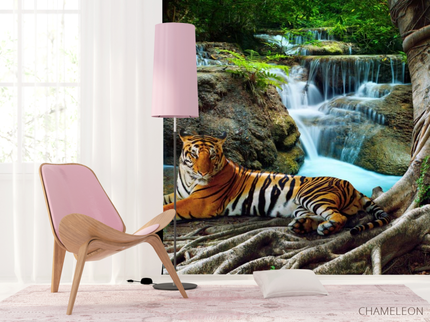 Фотошпалери тигр біля водоспаду - 4