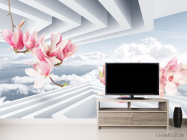 Фотообои 3д розовые ветви магнолии - 2