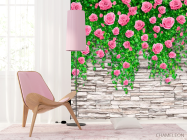 Фотошпалери Кам'яна стіна з трояндами - 4