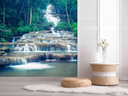 Фотошпалери ступінчастий водоспад у лісі - 2