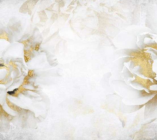 Фотошпалери білі квіти з золотом 29579