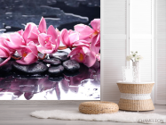 Фотошпалери Бузкові квіти і камені - 2