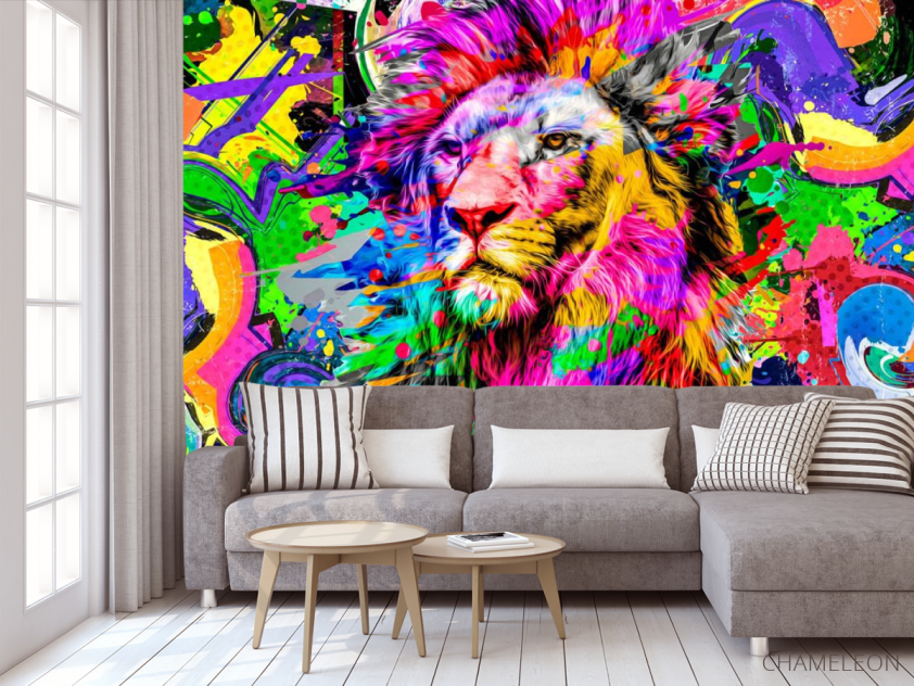 Фотообои Лев и графити для подростка - 3